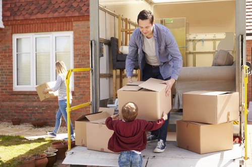 Moving team preparing a safe house removal in Shadwell