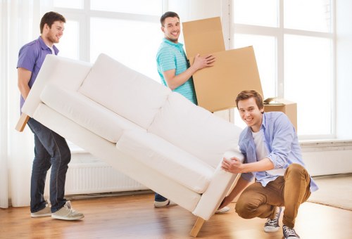 House removal team preparing a move in Shadwell