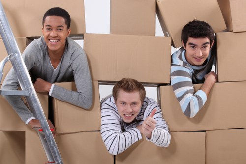 Removal van and packed boxes for a local home move