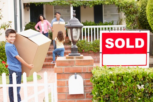 Household belongings packed for a residential move in Shadwell